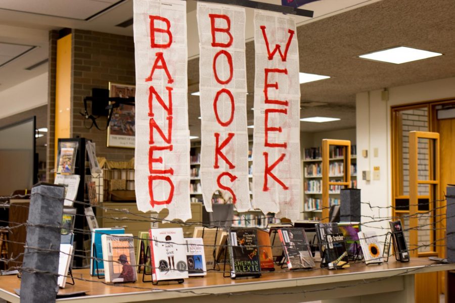 The NASH Library celebrates the First Amendment with a display of available books that have been banned in other schools around the country.