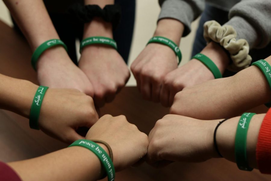 Bracelets+are+on+sale+now+during+lunch+to+support+the+victims+of+the+shooting.