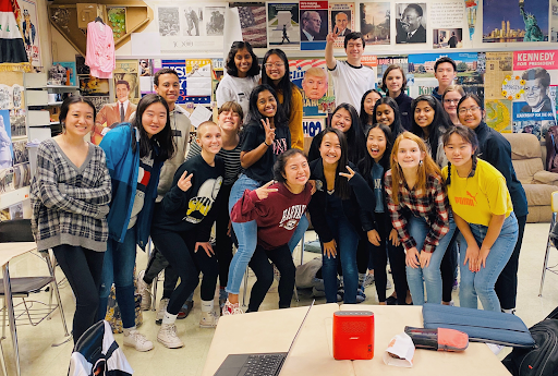 Students participating in Original Oratory pose together at the annual retreat. 