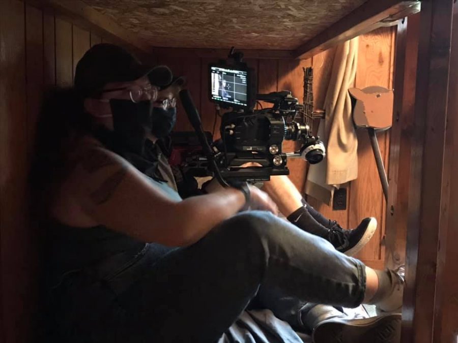 Point Park student Leia Christ crammed into a bunk bed to film one of the scenes in her own production.