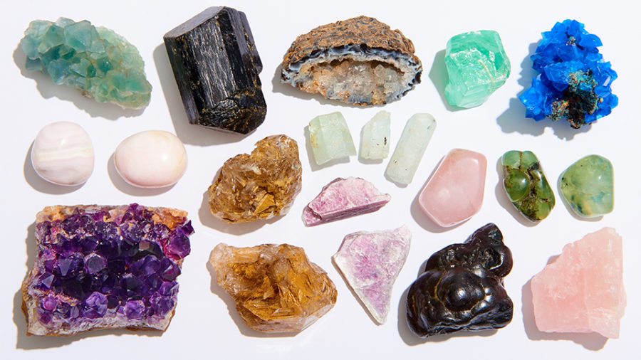 A variety of healing crystals