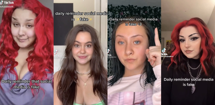 Tik Tok Creators have created videos reminding their viewers that social media is fake by showing their natural features. 