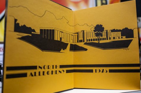 The inside cover of the 1974-1975 NASH yearbook included this artistic interpretation of the school.