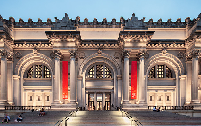 The picture shows an outside view of the Metropolitan Museum of Art, which is where the Met Gala is held.