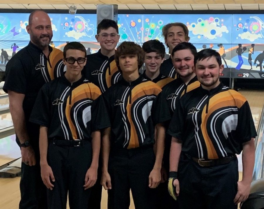 The North Allegheny Boys bowling team taking place in the Icebreaker Classic.