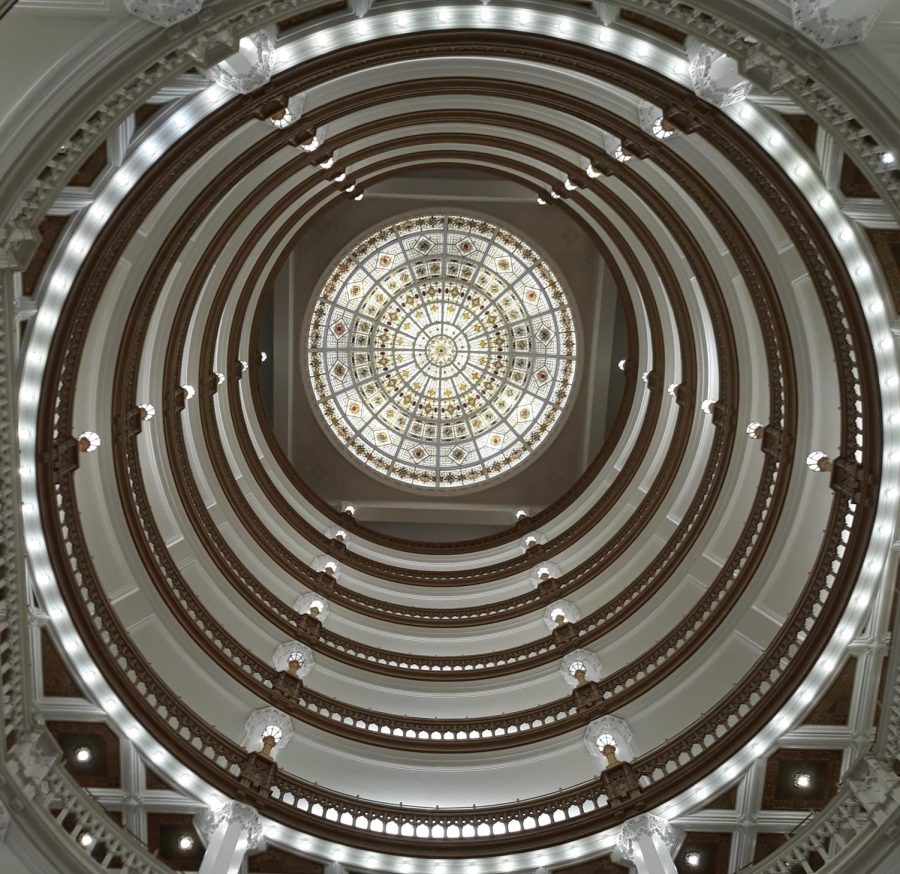 Looking straight up through the atrium of the Union Trust Building is a mesmerizing sight.