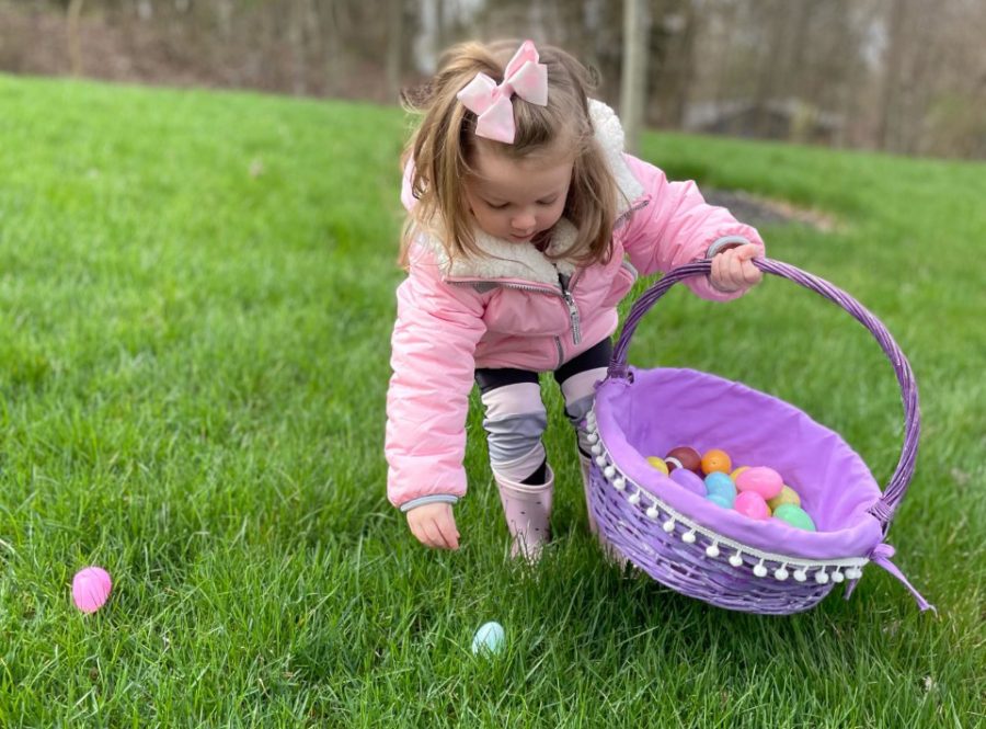 Young children eagerly collected Easter eggs placed by TigerThon students last Sunday morning.