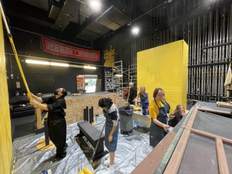 NAHS members paint the set for upcoming fall musical, The 25th Annual Putnam County Spelling Bee.