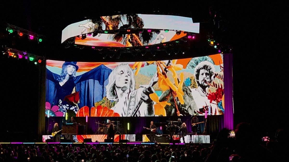 The jumbo screen at Nicks PPG Arena show on Wednesday depicted musical artists from the 60s and 70s, such as Joni Mitchell, Billy Joel, Janis Joplin, and Stevie Nicks herself. 