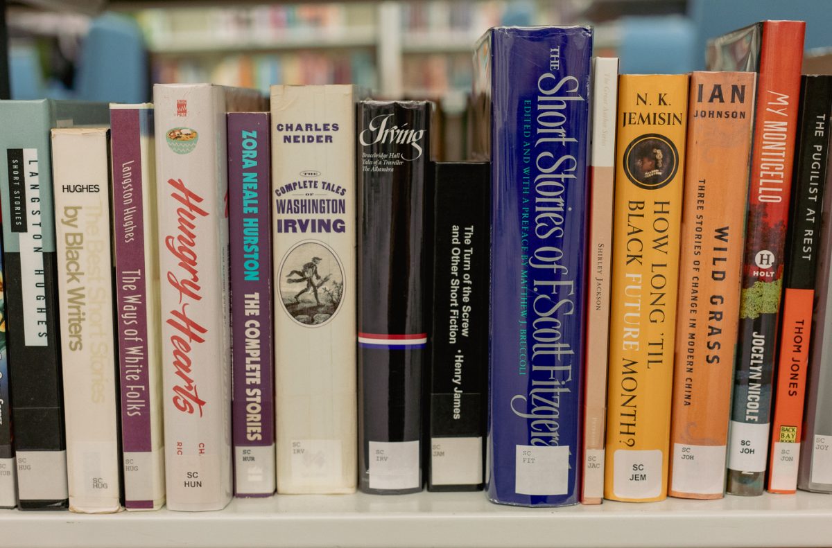 A shelf of classics in the NASH Library.