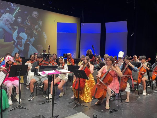 The North Allegheny String Orchestra performs Aladdins A Whole New World on the NASH stage.