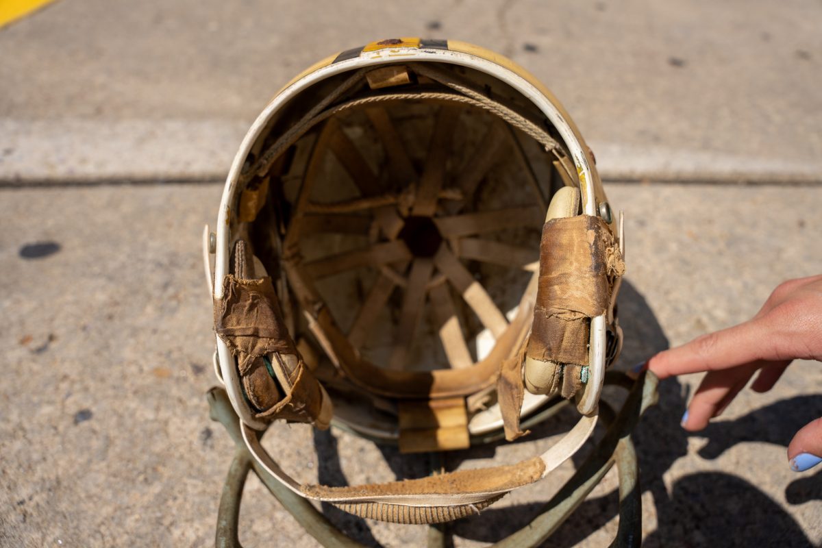 A look inside a Tiger football helmet from the 1960 reveals how little protection was available.