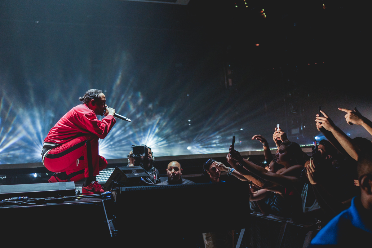 Kendrick Lamar performs at TD Garden in Boston.