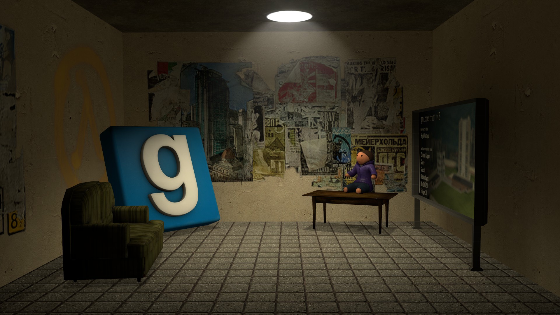 A screenshot of one of Half-Life's most beloved offspring, Garry's Mod