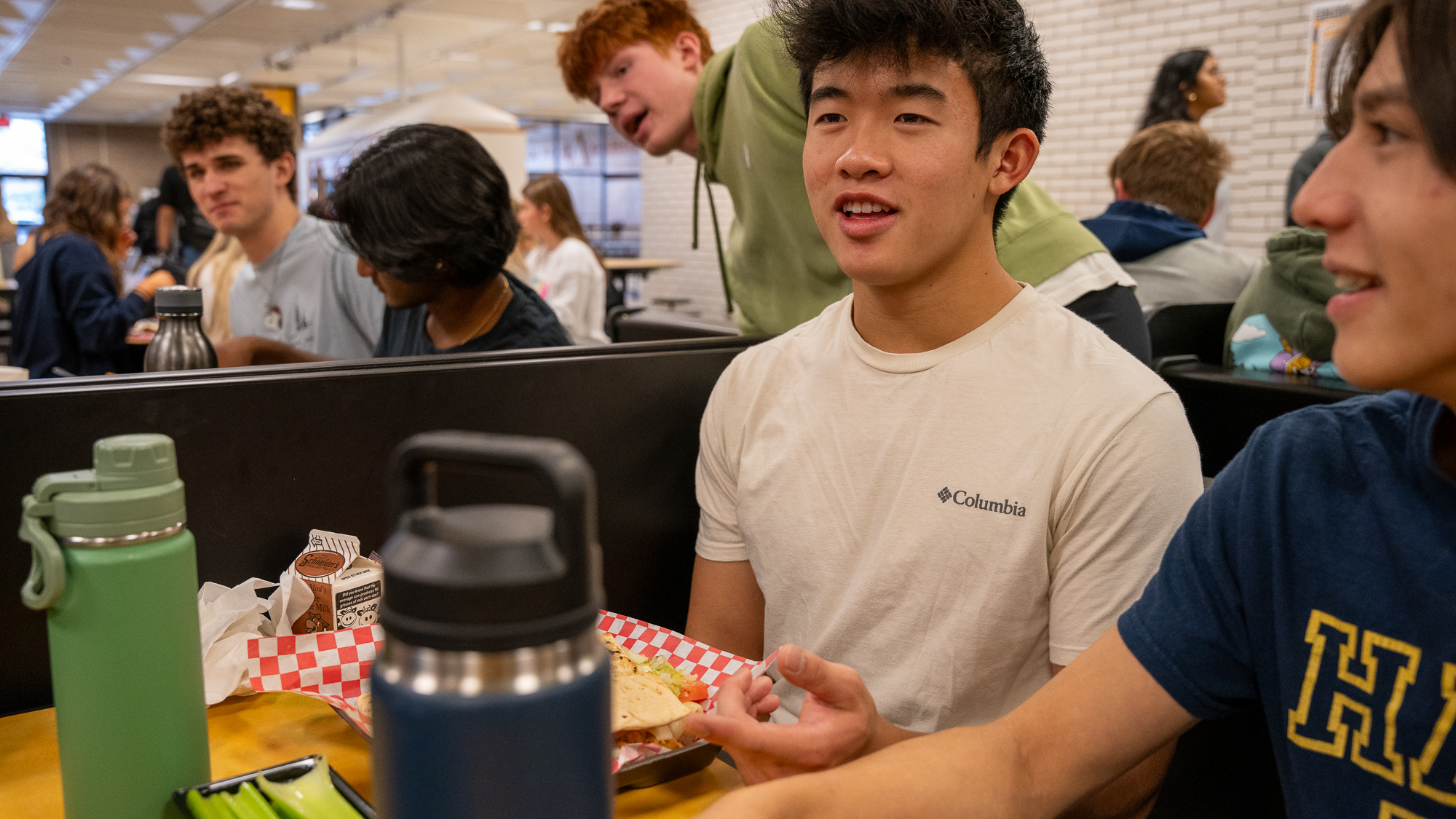 NASH senior Ethan Ouyang, pictured here during his 7th period lunch, speaks both English and Mandarin