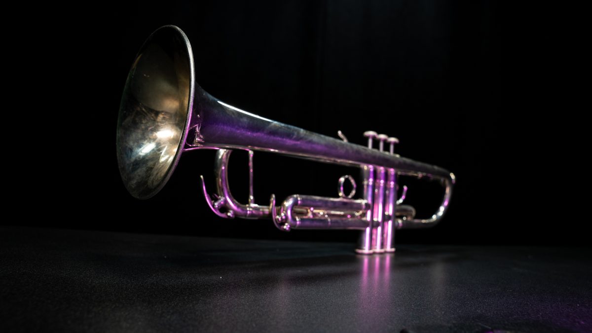 A Yamaha B-flat trumpet made in Japan