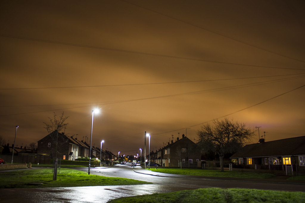 Nighttime haze above a suburban neighborhood. (photo credit: Nikk_Valentine via Flickr / CC BY 2.0)