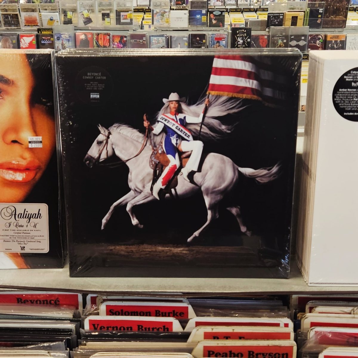 Vinyl of Beyonce's Cowboy Carter album representing her Texan background and American blood.