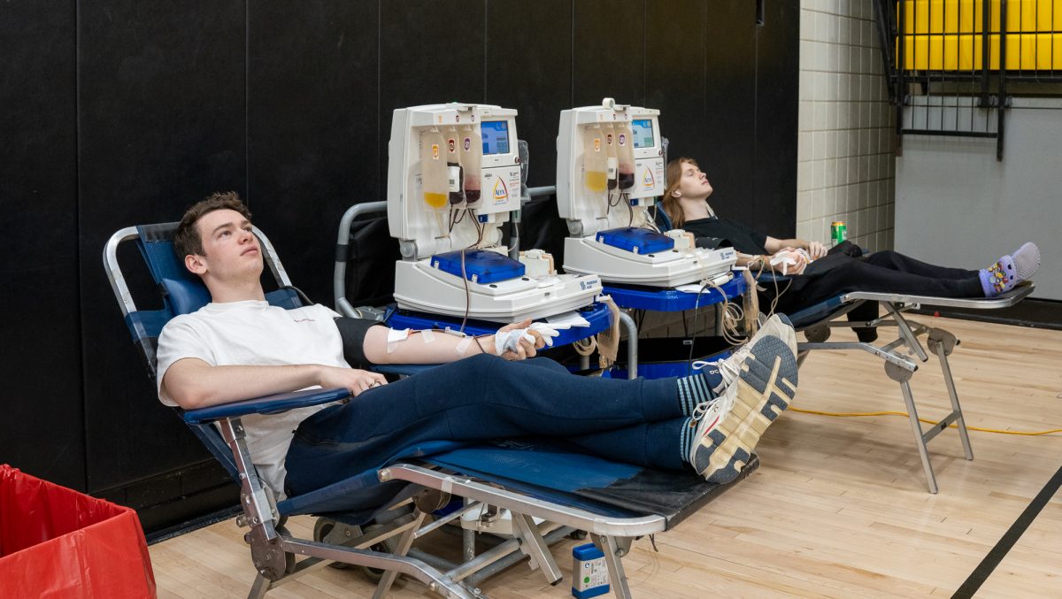 Senior Jack Simons gives a Power Red blood donation.