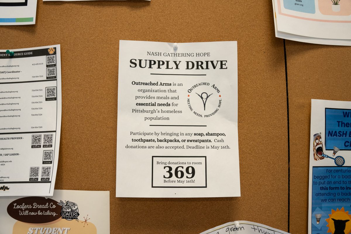 Fliers around the school are promoting the donation drive.