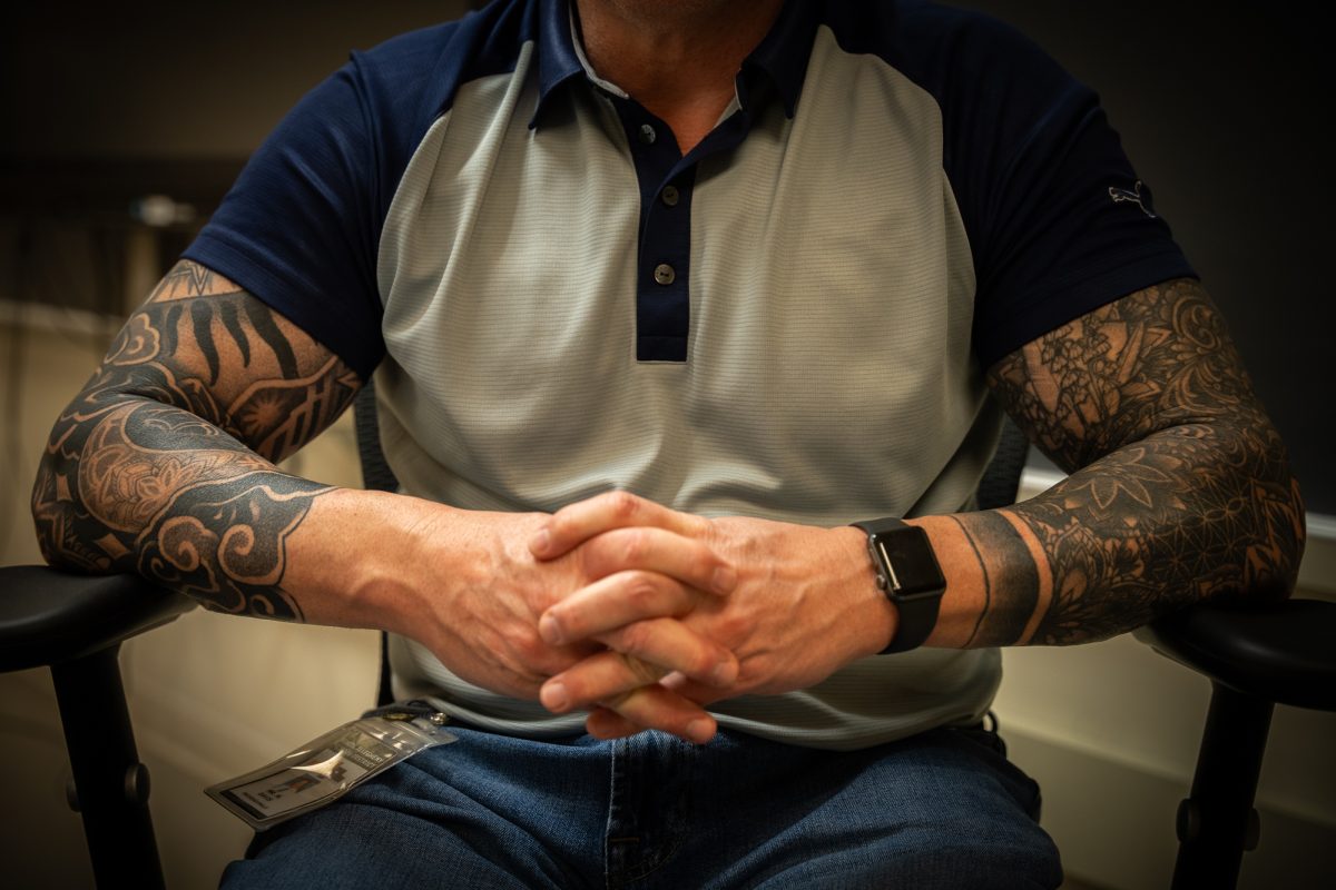 AP Chemistry students may have noticed Mr. Davis’s detailed sleeves on both arms. The first side of tattoos comes from the summer of 2018: “It’s made up of the birth flowers of the people who have shaped my life in the deepest ways—my wife, my parents, my kids, and a few others whose presence helped make me who I am.” Where the left sleeve honors those closest to him, the right depicts celestial imagery of the sun, moon, clouds, and stars all woven together. This design grounds him and acts as a reminder to see the bigger picture in life. 