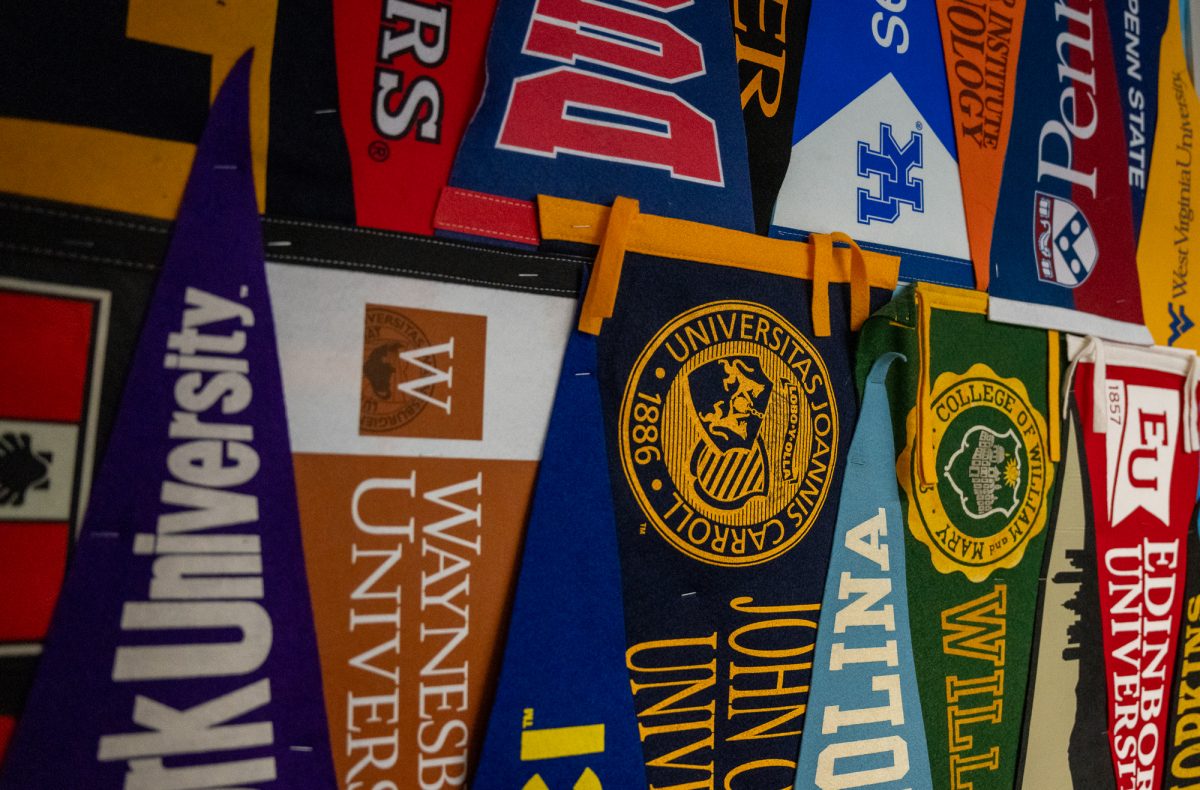College pennants in the NASH counseling office.  