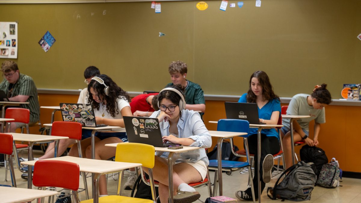 NASH junior Natasha Karki completes her homework in Mr. Solenday's study hall.